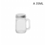 Mini stiklinis sandarus butelis džemui medaus ir kavos koncentrato pieno sultims nepralaidus butelis su dangteliu, ne&scaron;iojamasis tu&scaron;čias stiklainis 35ml