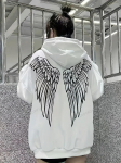 2025 Naujiena Sparnų spaudinio galinės ki&scaron;enės su gobtuvu Laisvalaikio su gobtuvu ir rai&scaron;teliais Harajuku Suaugusiųjų Paauglių Unisex Hoodie Drabužiai S