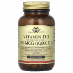 Solgar, vitaminas D3 (cholekalciferolis), 250 mcg (10 000 TV), 120 mink&scaron;tųjų gelių