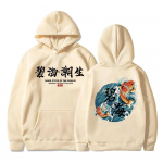 Rudens Unisex Hoodies Japoni&scaron;ko Ukiyo-e Stiliaus Spaudiniai Puloveriai Megztiniai Madingi Hip Hop Gatvės apranga y2k Hoodie Unisex Megztinis Unisex 4XL beige