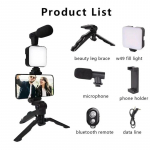 Ne&scaron;iojama vaizdo įra&scaron;ų rinkinio vaizdo įra&scaron;ų kūrimo įranga su trikojo &bdquo;Bluetooth&ldquo; valdymu, skirta SLR fotoaparatui i&scaron;maniajam telefonui Youtube fotografija juoda