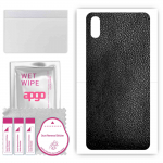 apgo Protective Skin Sticker for the back compatible with Cubot J5, Wrap Film, Foil, Vinyl - Pattern Black Leather