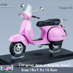 1/10 Scale Vespa 125 Urban Mini Motociklo Modelis Lietas metalinis Pramoginio Motociklo Žaislas Simuliuojantis Garsas ir &Scaron;viesa Dovana vaikams 1/10:18*7.5*13.5cm,Base rožinė