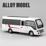1/32 &bdquo;Toyota Coaster&ldquo; lydinio autobuso automobilio liejiniai metaliniai keleivinių autobusų transporto priemonių automobilio modelio modeliavimas garso ir &scaron;viesos kolekcija vaikams žaislų dovana balta