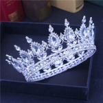 Karalienės Karaliaus Tiaros ir Karūnos Nuotakos Moterų Rožinio Aukso Spalvos Kri&scaron;tolinis Galvos Papuo&scaron;alas Diadema Nuotaka Vestuvių Plaukų Papuo&scaron;alai Aksesuarai Width: 14cm