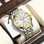 Vyri&scaron;kas laikrodis prabangaus prekės ženklo nerūdijančio plieno laikrodžiai vandeniui atsparūs &scaron;vytintys data savaitė mada verslo laikrodis sidabras