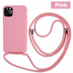 Crossbody Lanyard silikoninis dėklas, skirtas iPhone 16 15 14 13 12 11 Pro Max XSMAX XR 8 7 Samsung S25 S24 S23 S22 S21 Ultra Plus S21FE A15 A55 A16 A53 A14 A54 Samsung A56 rožinė