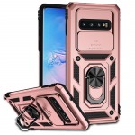Samsung Galaxy S10 S10 Plus dėklas Smūgiams atsparus &scaron;arvuotas slankiojantis kameros apsaugos telefono dėklas Samsung S10 S10+Plus su žiedo laikikliu For Samsung S10 Plus