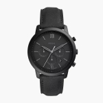 Fossil Neutra vyri&scaron;kas chronografo laikrodis - Mėlynas apvalus ciferblatas, odinis dirželis, Verslo laisvalaikio FS5503 juoda