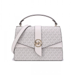 Michael Kors MK Greenwich Monograminis Logotipo Spaudos Atvartas Madinga Atsitiktinė Darbo Dienos Odinė Petinė Tote Rankinė Vidutinė Moteri&scaron;kos rankinės 30H1GGRS2V-VAN-CREAM Basic Set (Bag+Dust Bag)