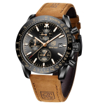 BY BENYAR BY-5140 Vyri&scaron;kas chronografo klasikinis laikrodis - Silikoninės apyrankės serija, 45 mm didelis ciferblatas, 3 ATM atsparumas vandeniui black