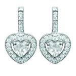 Les Tr&eacute;sors De Lily [L5667] - Boucles Argent 'Love' blanc argent&eacute; (rhodi&eacute;) - 15x8 mm