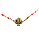 Les Tr&eacute;sors De Lily [R0227] - Collier cr&eacute;ateur acier 'Arbre de Vie' rouge dor&eacute; - 10x8 mm raudona