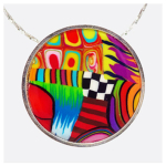 Les Tr&eacute;sors De Lily [R6488] - Collier artisanal 'Colombine & Arlequin' multicolore argent&eacute; - 42 cm- 20 mm