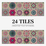 24vnt Retro Mandala sienų lipdukai virtuvės lipdukai vandeniui atsparūs plytelių lipdukai vonios kambario dekoras marokieti&scaron;kas PVC lipdukas 10*10*24PCS