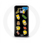 Coque pour Samsung Galaxy A8 2018 Les Simpson autocollants fond noir