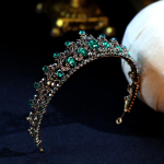 Barokinis vintažinis juodas žalias kri&scaron;tolinis nuotakos tiaros karūnos konkursų diadem kalnų kri&scaron;tolinis &scaron;ydas Tiara galvos juostos Vestuviniai plaukų aksesuarai Approximately 14cm