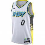 Nike X NBA Dri-Fit Pacers Haliburton 24-25 City Edition SW Logotipas Puloveris Raidės Krep&scaron;inio Džersis Unisex Džersis Baltas FQ4344-101 2XL