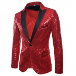 Juoda blizgučiai, vieno mygtuko skara, apykaklė, kostiumas, &scaron;varkas, vyri&scaron;kas &bdquo;Bling Glitter&ldquo; naktinis klubas Prom DJ &scaron;varkas Vyri&scaron;ki sceniniai drabužiai dainininkams L raudona
