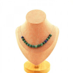 Pierres et Min&eacute;raux. Collier 15 perles Azurite Chrysocolle 8 mm. Chaine en acier inoxydable Collier femmes, hommes. Taille personna