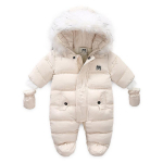 Kūdikio kombinezonas su kailiniu apykakliu: Jaukus rudens/žiemos smėlinukas kūdikiams 73cm (9-12 months)