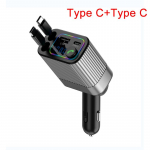 4 IN 1 Bluetooth automobilinis įkroviklis Daugiafunkcis įkroviklis Patogus naudoti Type-C įkrovimo adapteris su skaitmeniniu ekranu su i&scaron;traukiamu kabeliu skirtas iPhone