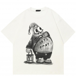 Streetwear Juokingi Grafiniai Mar&scaron;kinėliai Medvilniniai Mar&scaron;kinėliai Unisex Vir&scaron;ūnės Vasariniai Mar&scaron;kinėliai Trumpomis Rankovėmis S balta