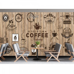 Rankomis tapetai kavinėms Modernūs gaivūs kavinės restorano kreidinės lentos tapetai 3D kavos sienos freska 200 cm(W) x 140 cm(H)