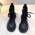 Madingi moteri&scaron;ki auk&scaron;takulniai ankle boots Madingi retro odiniai platforminiai batai Moteri&scaron;ki apvaliu pir&scaron;tu su rai&scaron;teliais Dizainerio riterio trumpi batai Botas Muje 35