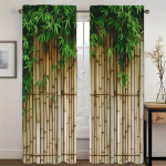 2 vnt. modernios žakardinio ra&scaron;to bambuko spausdintos užuolaidos, su rai&scaron;teliu karnizui, namų dekoravimas, kambario dekoravimas 14Wx39L(35x100CM)x2