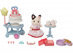 Sylvanian Families Lėlės ir baldų rinkinys Vakarėlio rinkinys Anglies spalvos katė ST Mark sertifikuotas žaislas Lėlių namelis vaikams nuo 3 metų ir Sylvanian Epoch [Mielas - Mergaitė] DF-21