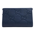 Gucci Jumbo GG Dvigubo G Logotipo Užtrauktuko Odinis Delninukas Didelis Vyri&scaron;kas Delninukas Mėlynas 739490-AABY0-4236 Gift Set(Basic Set+Box+Shopping Bag)