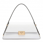 Michael Kors MK Ludlow Auksinės detalės Spaudžiamas užsegimas Odinė rankinė per petį Vidutinio dydžio Moteri&scaron;kos rankinės Balta 30F4GLNL2L-085 Basic Set (Bag+Dust Bag)