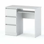 Baltas kompiuterio stalas 3 stalčiai 90 CM Mokykliniai žaidimų baldai