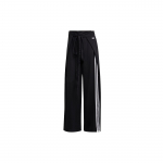 Adidas Originals moteri&scaron;kos vidutinio juosmens laisvo kirpimo dryžuotos kvėpuojančios austos sportinės kelnės Juodos Baltos GN3169 J/M