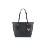 Michael Kors Mk Charlotte Vintage Vienspalvis Logotipo Pakabukas Didelės Talpos Kasdienis Pirkinių Krep&scaron;ys Moteri&scaron;kas Krep&scaron;ys Juodas 35T0GCFT7L-BLACK Basic Set (Bag+Dust Bag)