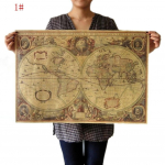 Vintage Globe Senojo pasaulio žemėlapis Matinis rudas popierinis plakatas namų sienų dekoras 1