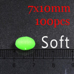 100 vnt. žalios/oranžinės didelės mink&scaron;tos guminės ovalios &scaron;viečiančios žvejybos karoliukai Lumo &scaron;vytinčios pupelės Sabiki Snapper Rig 10x15 8x12 6x12 5x8 7x7 7*10mm