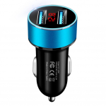3.1A dviejų USB prievadų LCD ekranas automobilinis mobiliojo telefono greitasis įkroviklis mėlyna