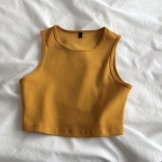 Vasaros naujas moteri&scaron;kas retro crop top auk&scaron;tu juosmeniu liekninantis tamprus plonas trumpas rankovės apatinis vir&scaron;us S smėlis