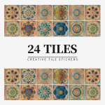 24vnt Retro Mandala sienų lipdukai virtuvės lipdukai vandeniui atsparūs plytelių lipdukai vonios kambario dekoras marokieti&scaron;kas PVC lipdukas 10*10*24PCS