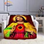Jėzaus antklodė Christ Flanel Warmth Mink&scaron;ta pliu&scaron;inė sofa-lova svaidoma antklodė Mergelės Marijos ir Jėzaus serijos religinių tikėjimų antklodė 150x200cm