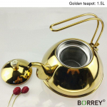 BORREY1,5L sidabro aukso arbatinukai nerūdijančio plieno virdulys vie&scaron;bučio arbatos puodas su filtru Restoranas dujinė viryklė indukcinė viryklė arbatos virdulys 1.5L Gold