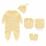 Kiddiezoom 5 vnt Baby Boy Girl Rudens žiemos 100% medvilnės kombinezonas / kepurė / seilinukas / pir&scaron;tinės naujagimio kombinezonas ilgomis rankovėmis 0-3Months