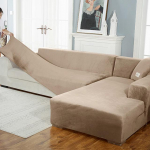 Aksominis sofos užvalkalas Prabangus L formos sofos užvalkalas Paprastos spalvos kampiniai sofos užvalkalai fotelis nuo dulkių elastingas užvalkalas Tinka gyvūnams 3seater 185-230cm kupranugaris