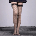 Seksualios nėrinių tinklinės tu&scaron;čiavidurės kūno kojinės &scaron;launims ilgos kojinės auk&scaron;to vamzdžio žvejybos tinklinės kojinės Anime Cosplay Lolita kojinės One Size juoda