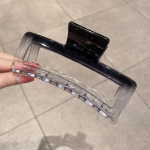 Korėjos paprastos akrilo didelės plaukų žnyplės, skaidrios juodos, dvigubos spalvos, galvos apdangalai, moterų plaukų formavimo priedai 12.5cm