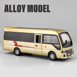 1/32 &bdquo;Toyota Coaster&ldquo; lydinio autobuso automobilio liejiniai metaliniai keleivinių autobusų transporto priemonių automobilio modelio modeliavimas garso ir &scaron;viesos kolekcija vaikams žaislų dovana auksinė