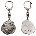 Bouvier des Flandres, Flanders Cattle Dog - Silver-plated key ring with a dog in a gift box, handbag decoration, backpack pendant by Art-Dog brand