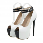 Seksualūs moteri&scaron;ki sandalai Striptizo batai Platforminiai Atviri pir&scaron;tai Modelis Stulpo &scaron;okiai Auk&scaron;takulniai Naktinio klubo batai 35 balta